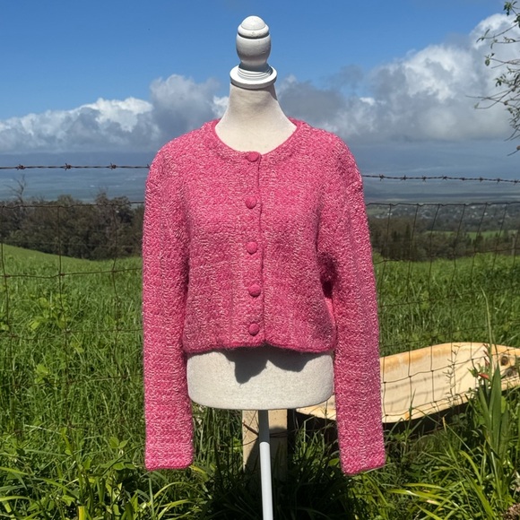 Zara Sweaters - ZARA pink knit button-up cardigan sweater Jacket cropped Croquette